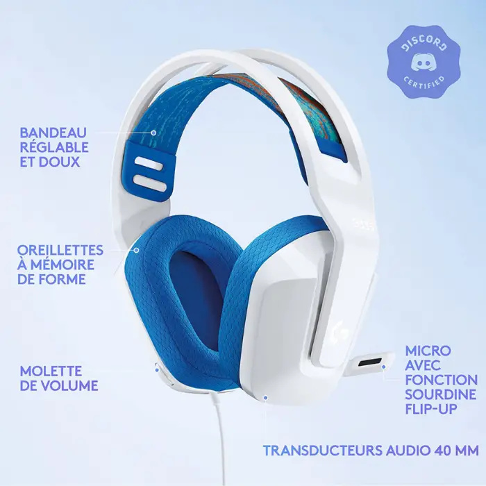 Logitech G335 Gaming Headset Black/White Compatible with PC, PlayStation, Xbox, Nintendo Switch - White